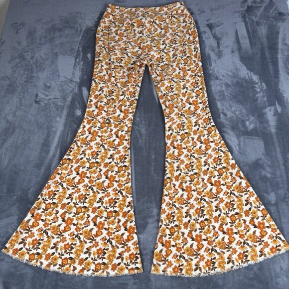VERSONA Modern Floral Flare Corduroy Pants Bellbottom Jeans Hippie Boho Sz 0 - Picture 9 of 11